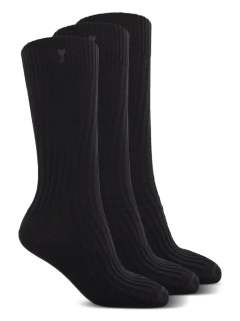 AMI Paris ribbed logo socks (pack of three)