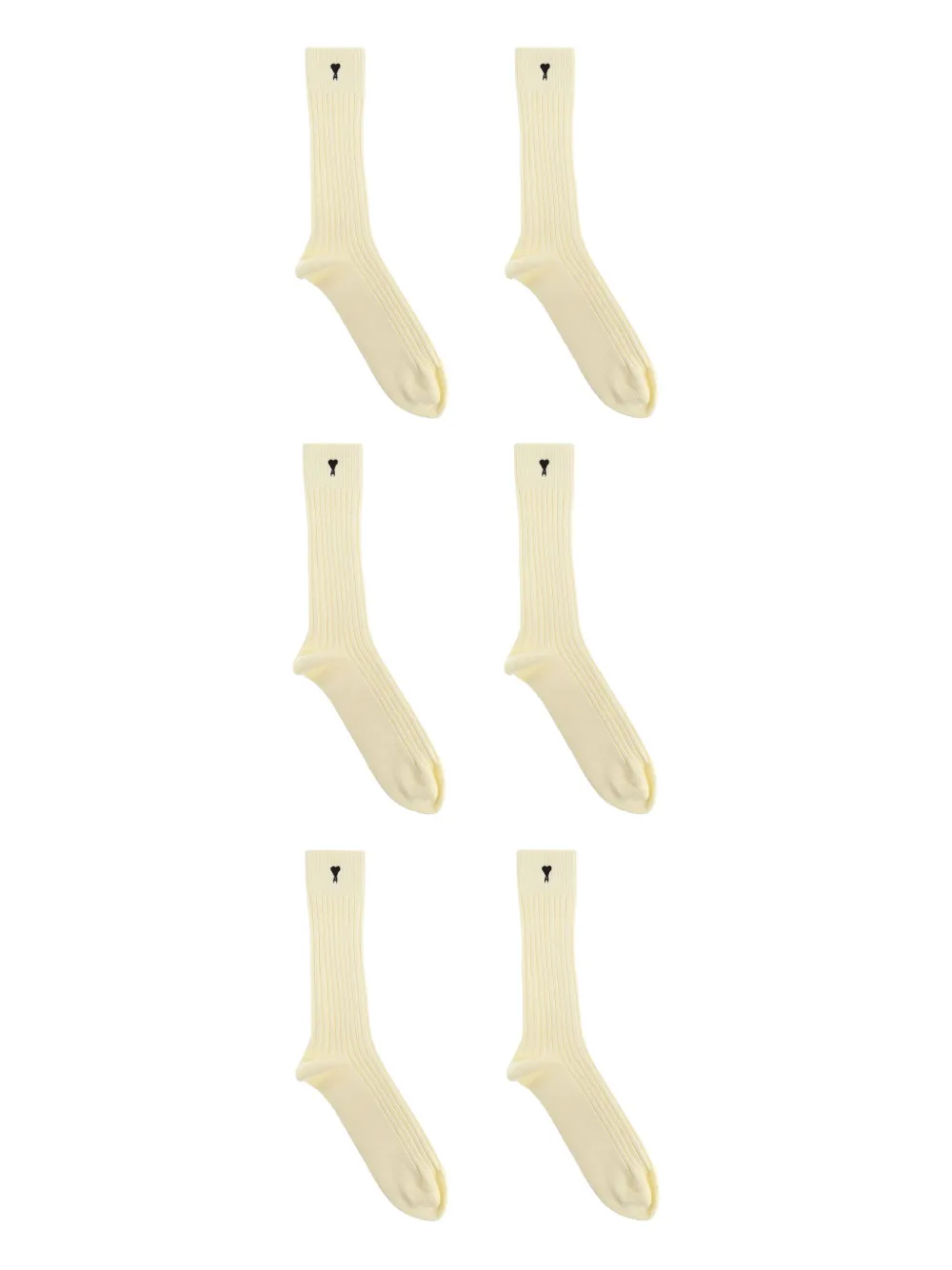 Ami Alexandre Mattiussi Ribbed Logo Socks (pack Of Three) In Neutral