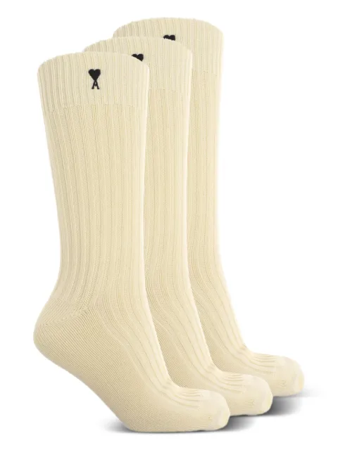 AMI Paris ribbed logo socks (pack of three)