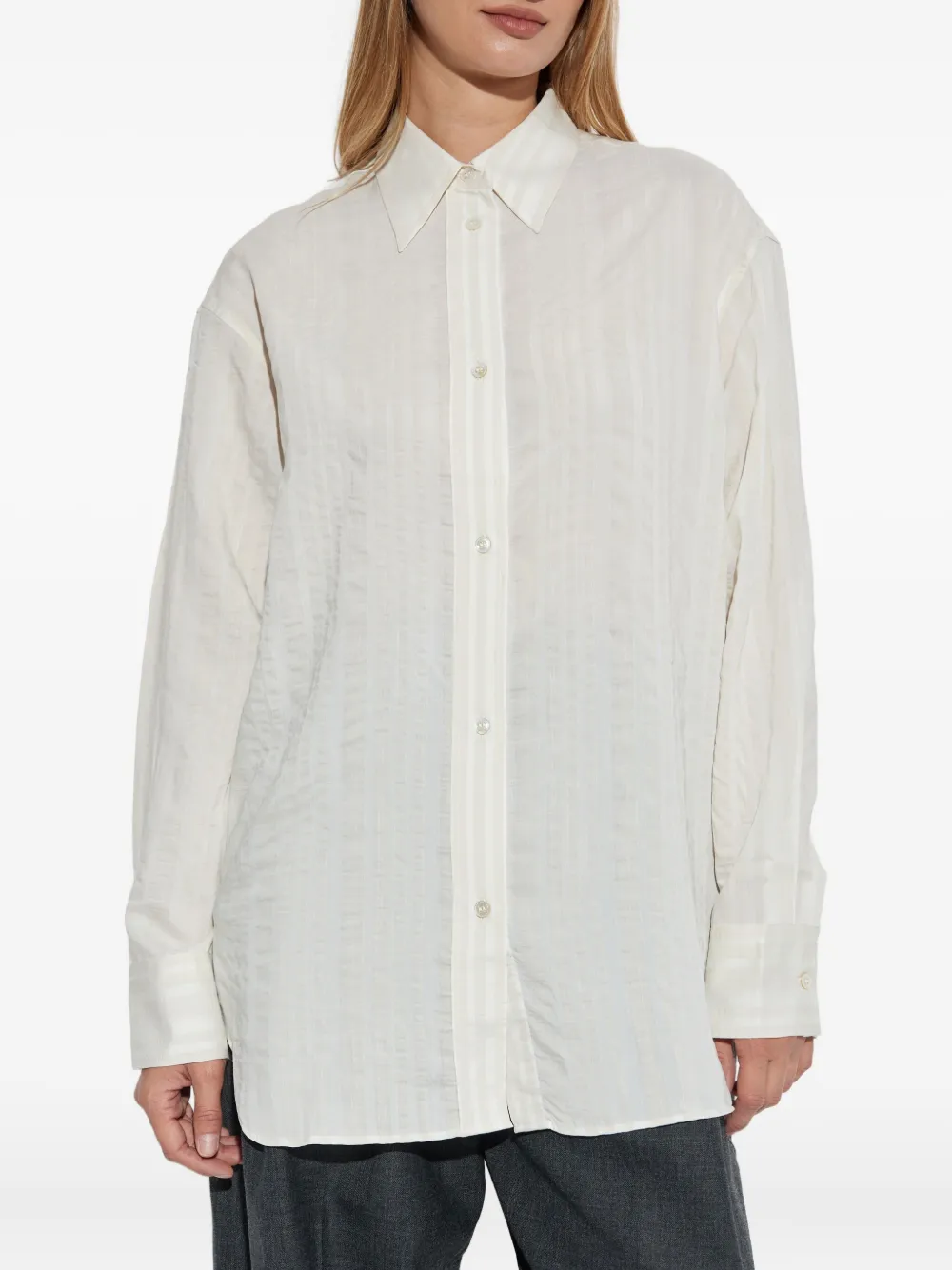 Studio Nicholson Rouen gestreepte vlouse Wit