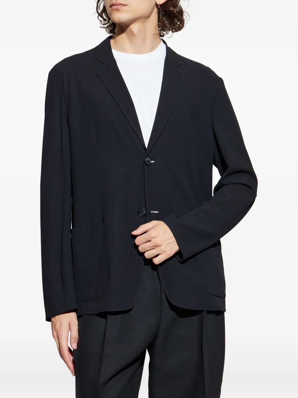Giorgio Armani Three-button Patch-pocket Blazer In Black