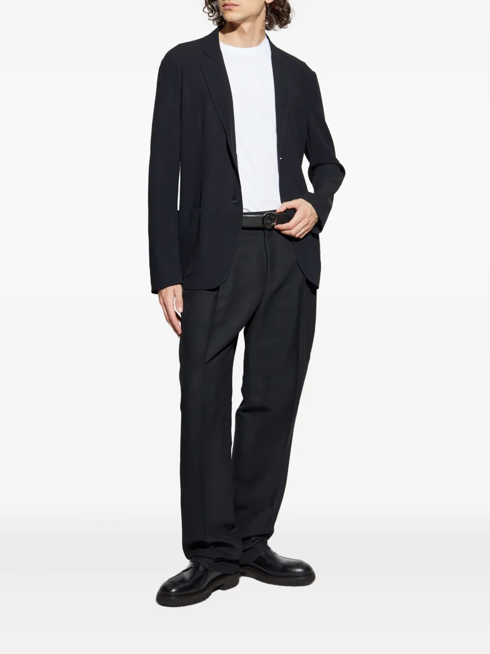 Giorgio Armani Three-button Patch-pocket Blazer In Black
