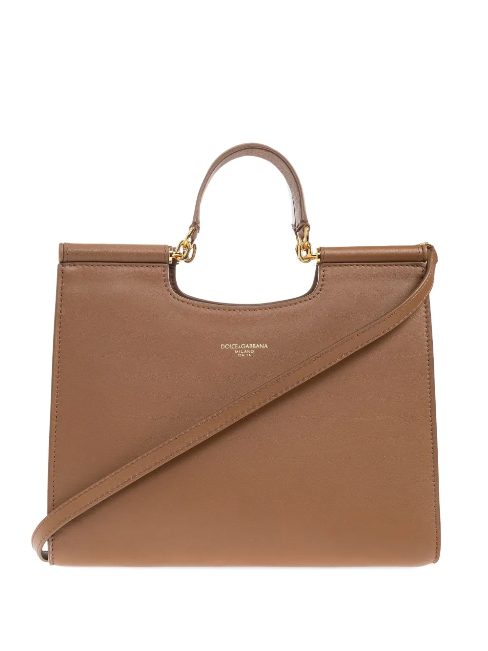 Dolce & Gabbana Top-handle Leather Tote Bag In Brown