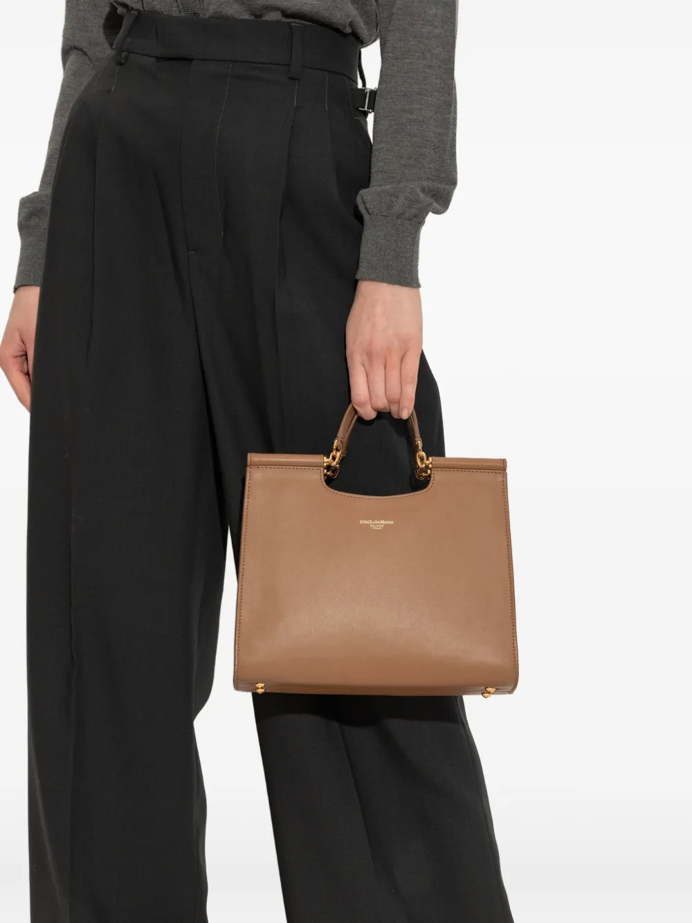 Dolce & Gabbana top-handle leather tote bag - Bruin