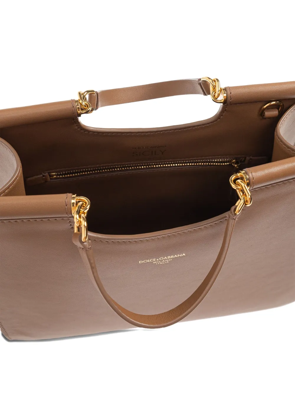 Dolce & Gabbana Top-handle Leather Tote Bag In Brown