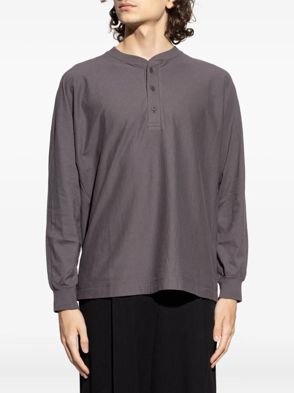 Issey Miyake Henley Long-sleeve T-shirt In Gray