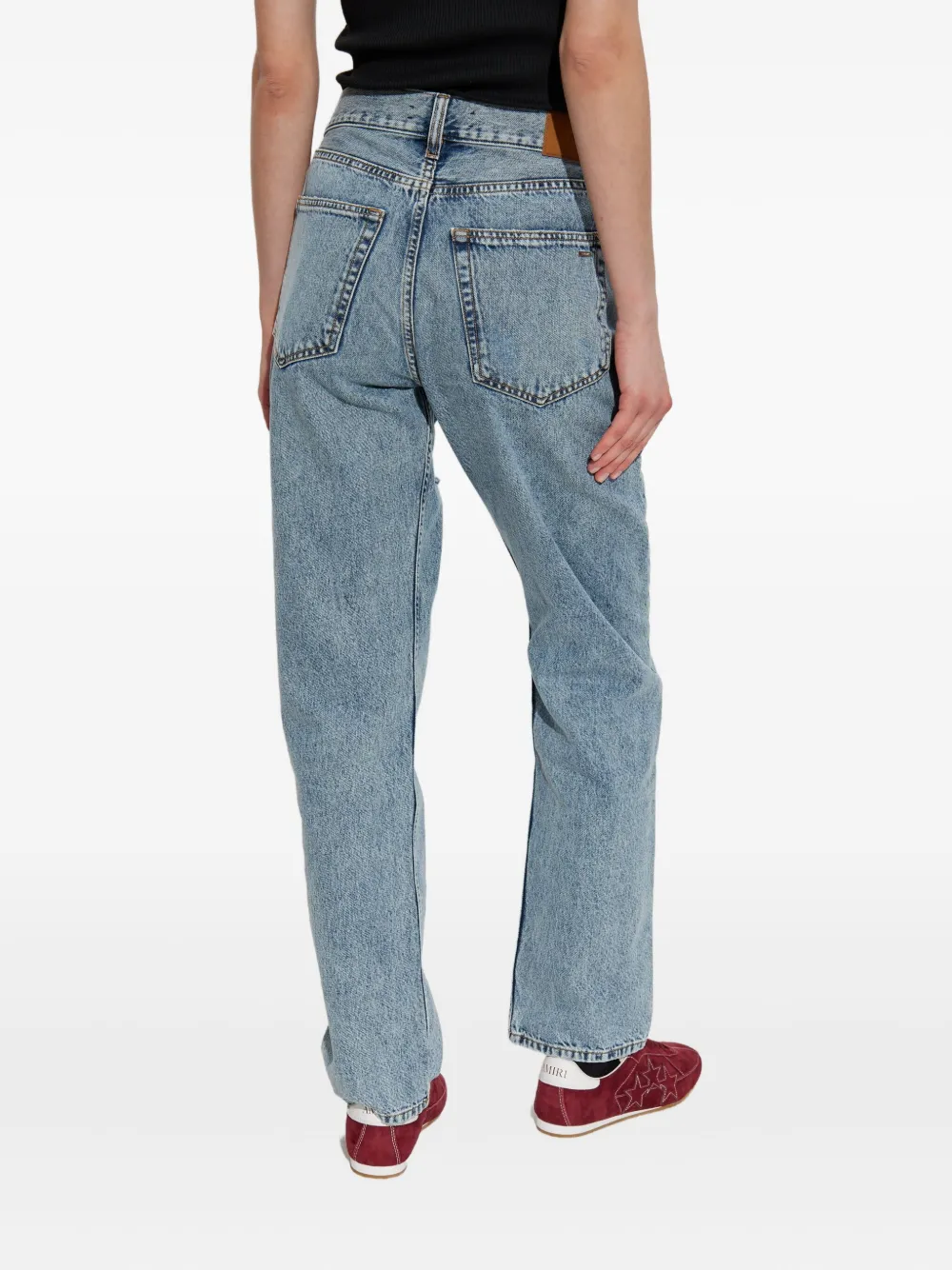Amiri Distressed Knee-detail Jeans In Gold