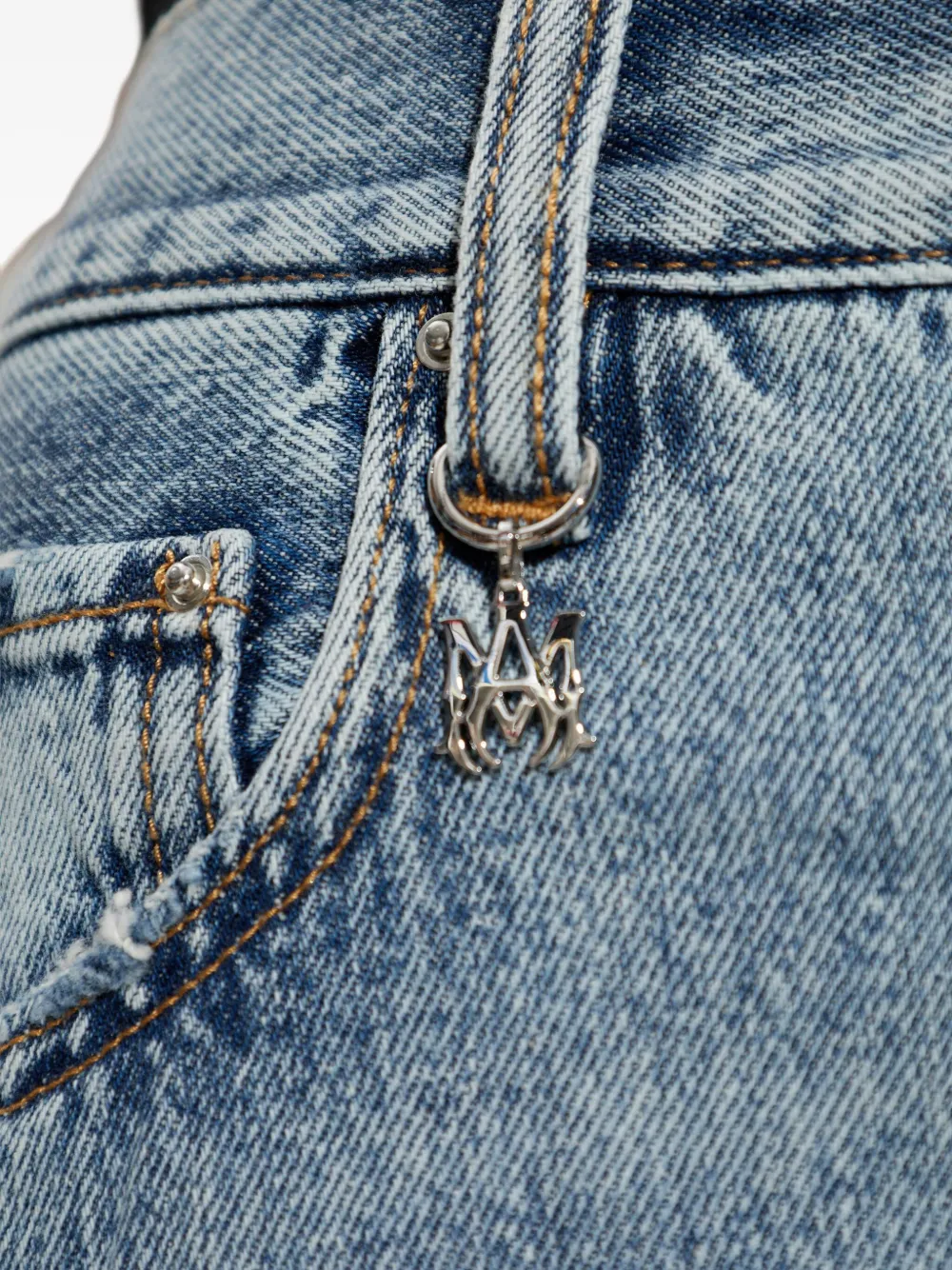 Amiri Distressed Knee-detail Jeans In Gold
