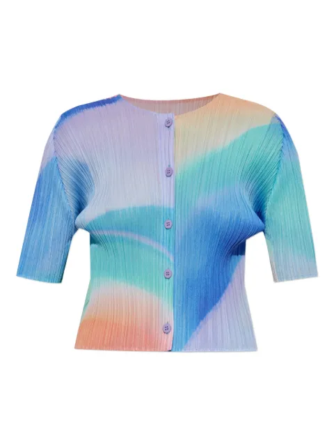 Pleats Please Issey Miyake pleated button-front cardigan
