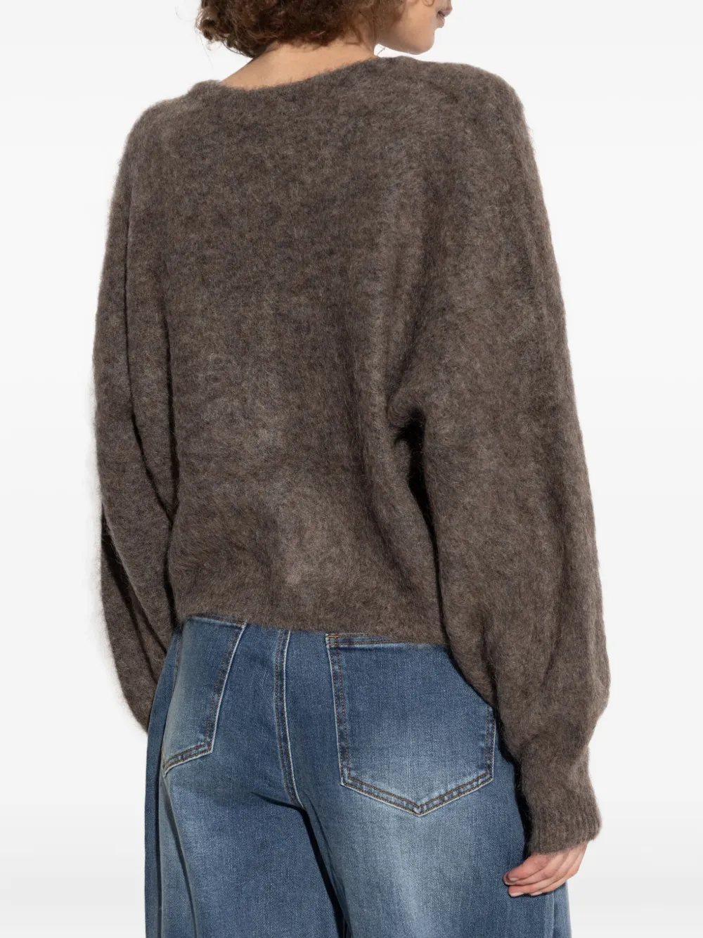 Gestuz Button-front Fluffy Cardigan In Brown
