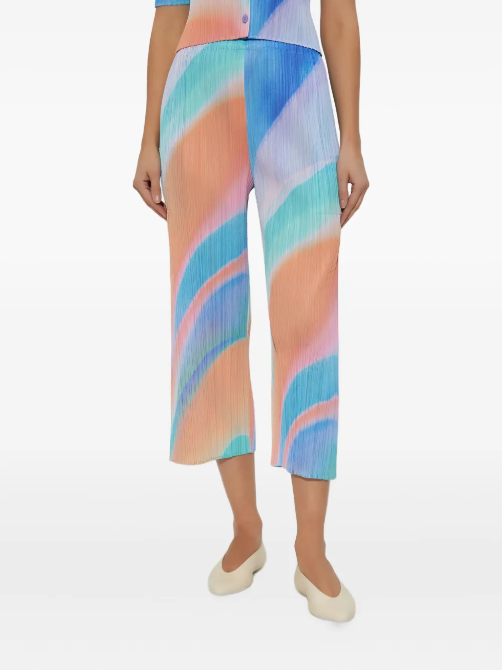 Issey Miyake Pleated Ombre Trousers In Blue