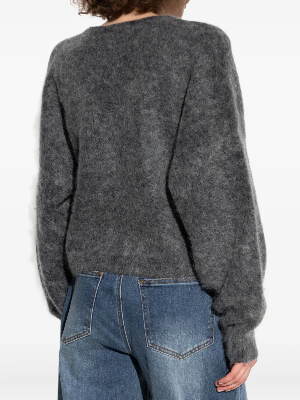Gestuz Button-front Mohair Cardigan In Gray