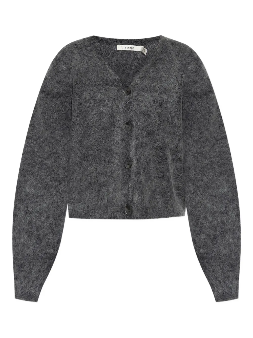 Gestuz Button-front Mohair Cardigan In Gray