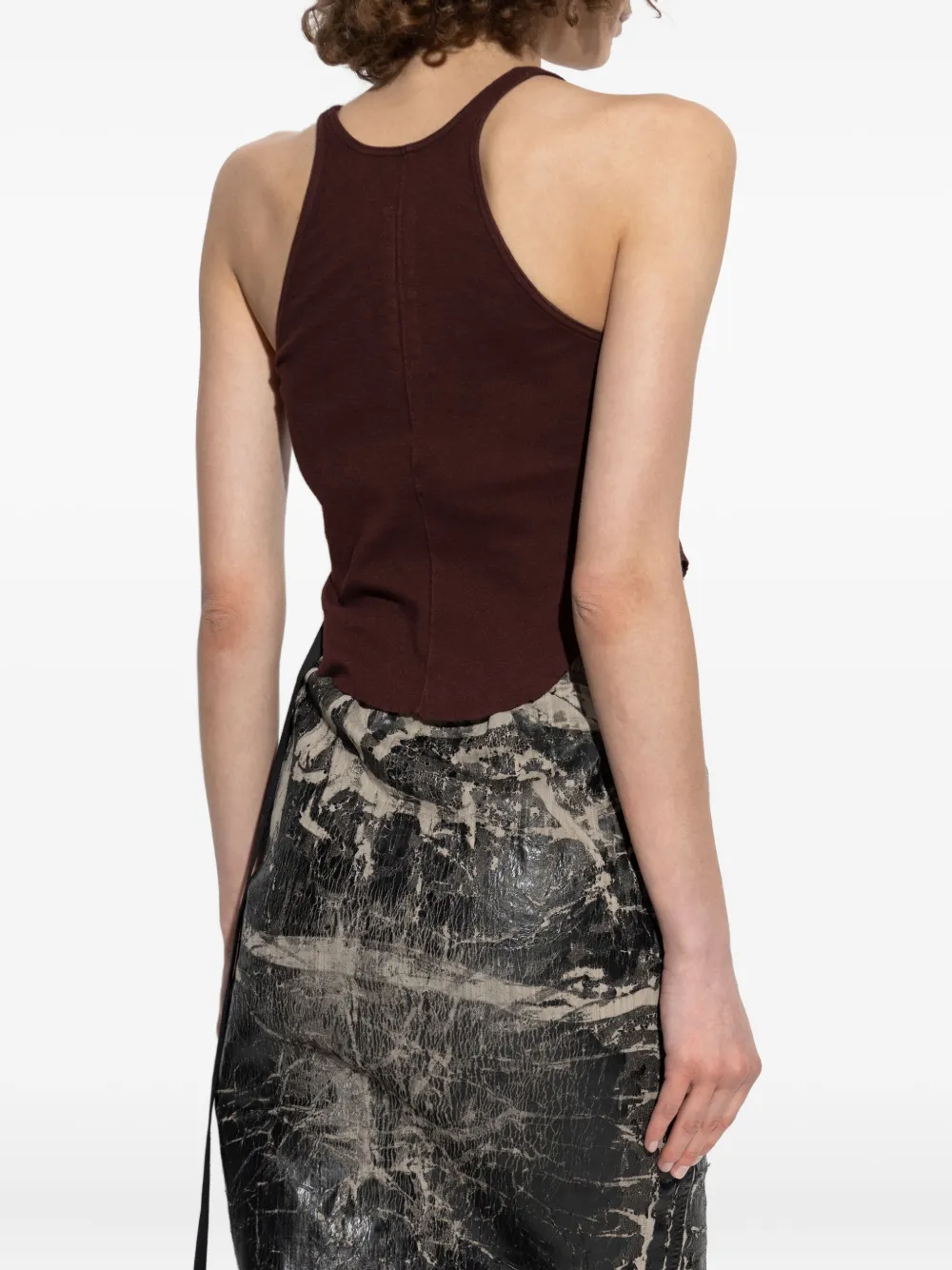 Rick Owens Drkshdw Asymmetrical Raw-edge Tank Top In Burgundy