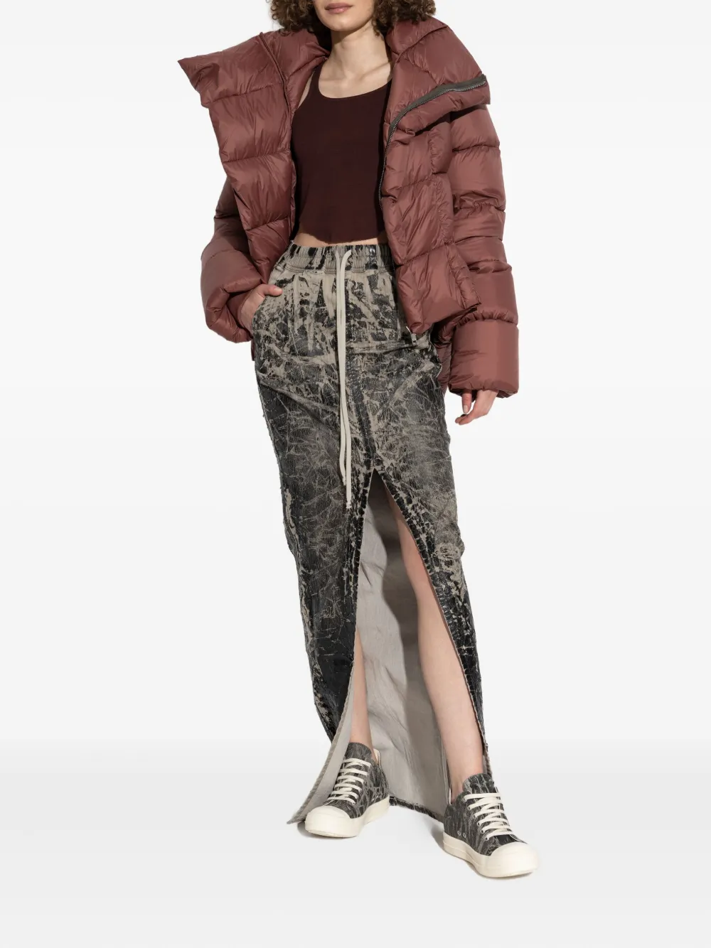 Rick Owens Drkshdw Asymmetrical Raw-edge Tank Top In Burgundy