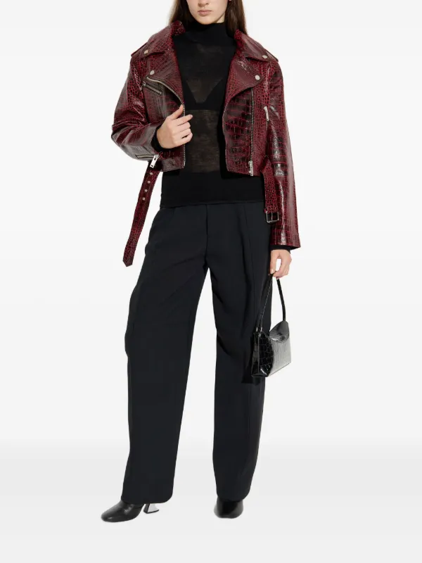 Gestuz GZbasilia crocodile-effect Leather Jacket | Red | FARFETCH CA