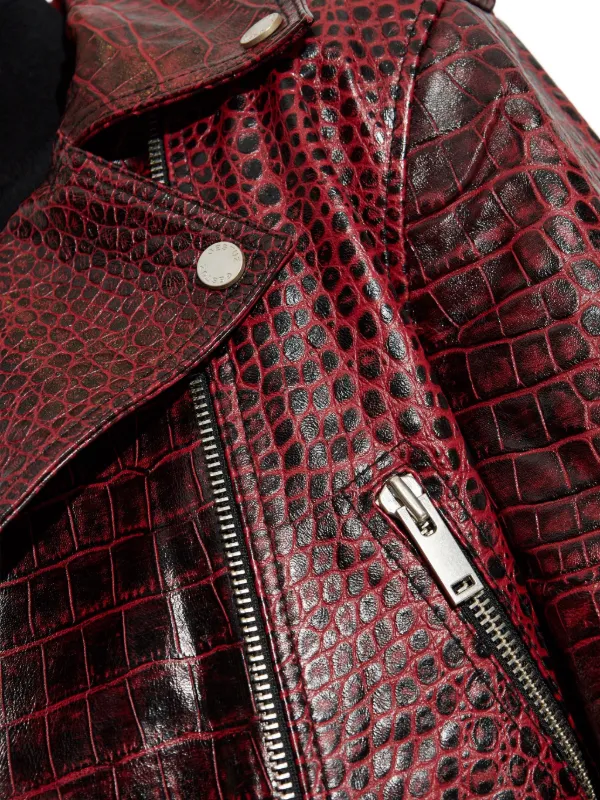 Gestuz GZbasilia crocodile-effect Leather Jacket | Red | FARFETCH CA