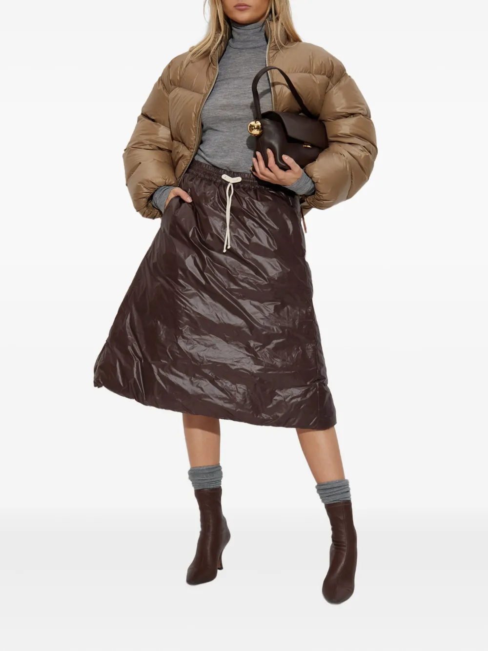 JIL SANDER+ drawstring padded midi skirt - Rood