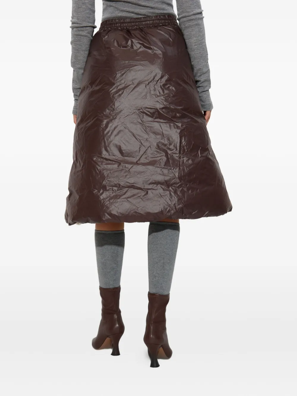 Jil Sander Drawstring Padded Midi Skirt In Brown