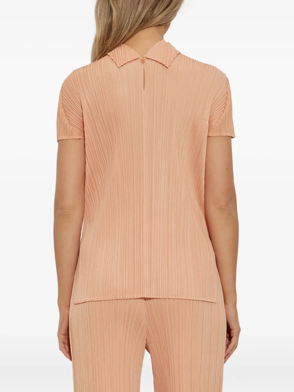 Issey Miyake Pleated High-neck Blouse In Brown