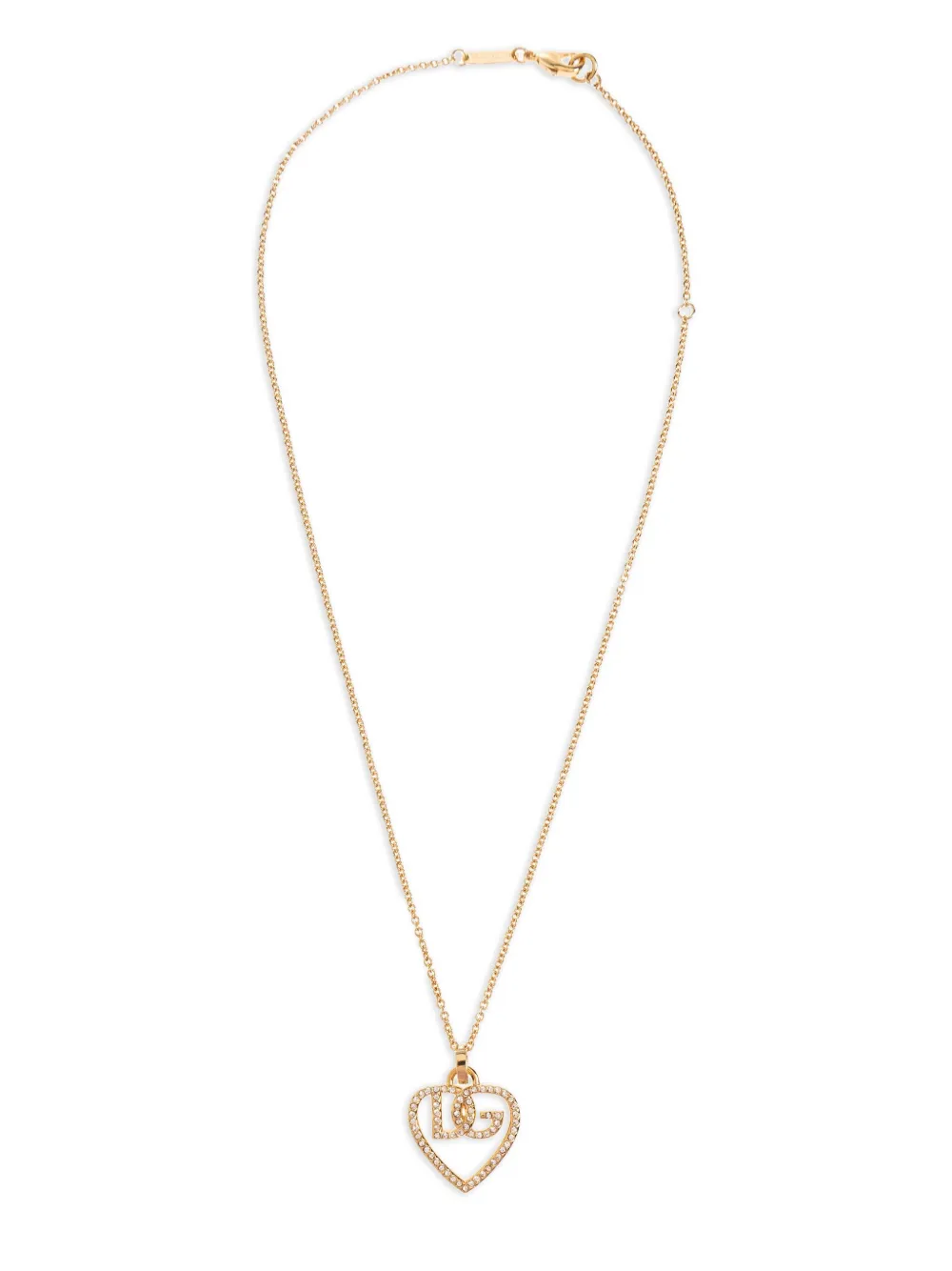 Dolce & Gabbana logo-pendant crystal-embellished necklace - ゴールドトーン Dolce & Gabbana logo-pendant crystal-embellished necklace - ゴールドトーン
