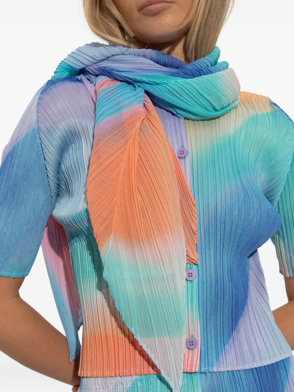 Issey Miyake Pleated Ombre Scarf In Multi