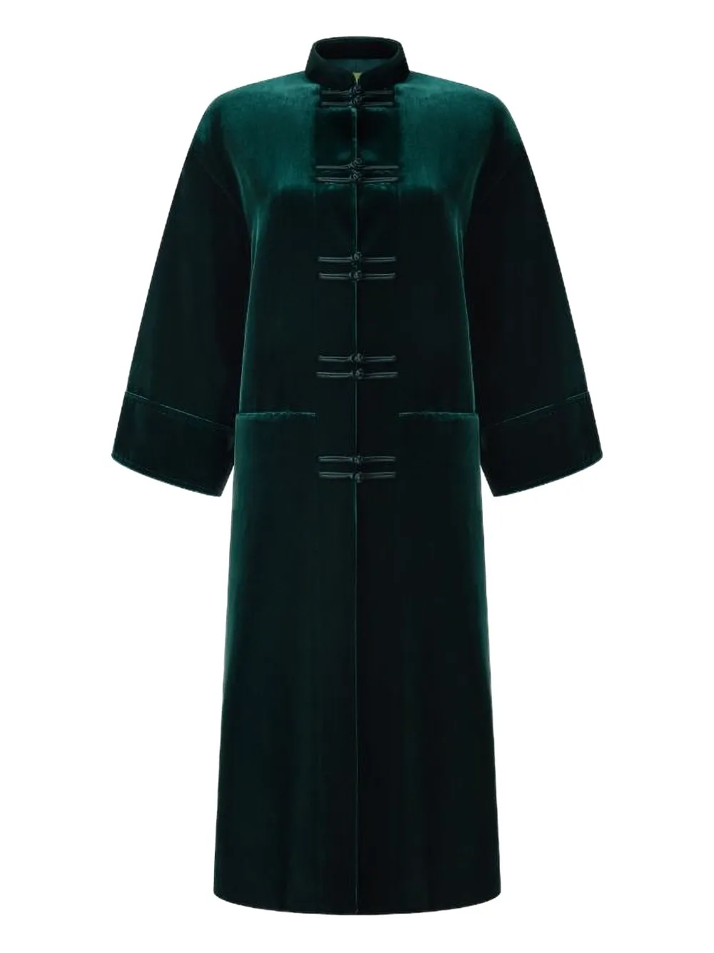 Shanghai Tang velvet-effect frog-fastening coat | Green | Image 1