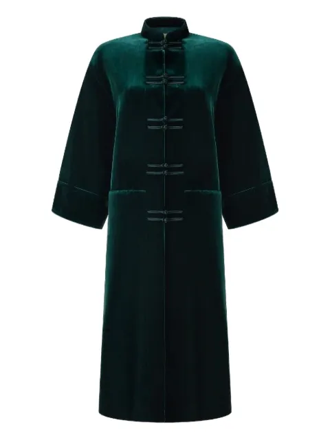 Shanghai Tang velvet-effect frog-fastening coat