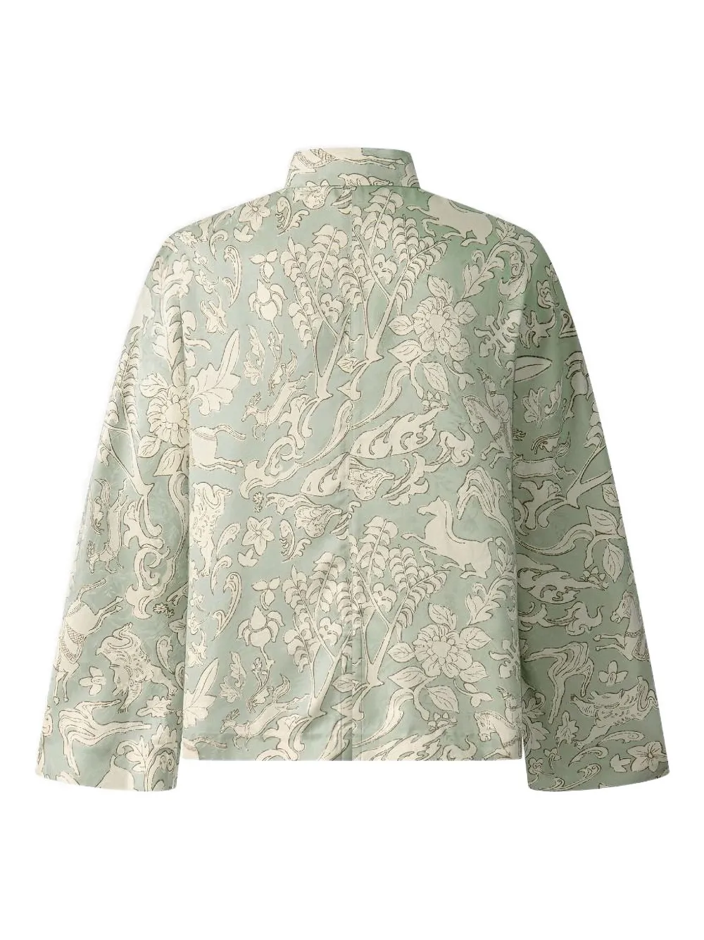 Shanghai Tang Zijden blouse met ronde opstaande kraag - Groen