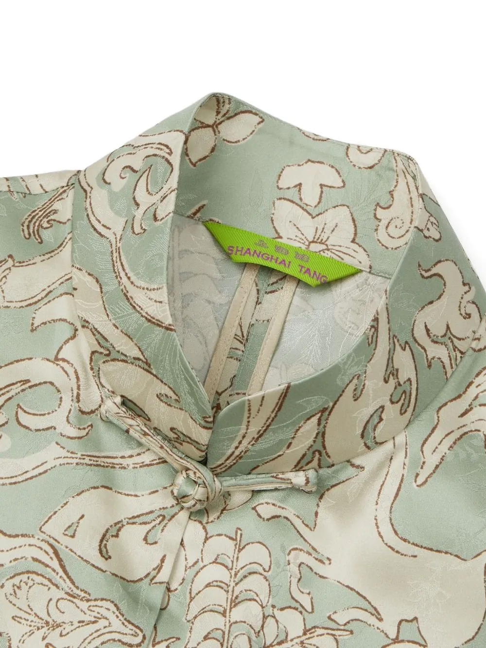 Shanghai Tang Mandarin-collar Silk Blouse In Green