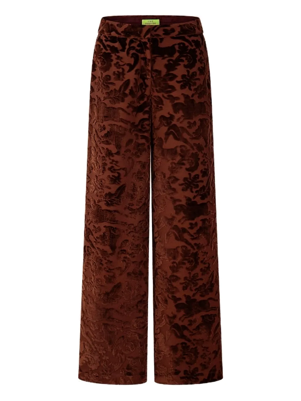 Shanghai Tang jacquard velvet trousers - Marrone
