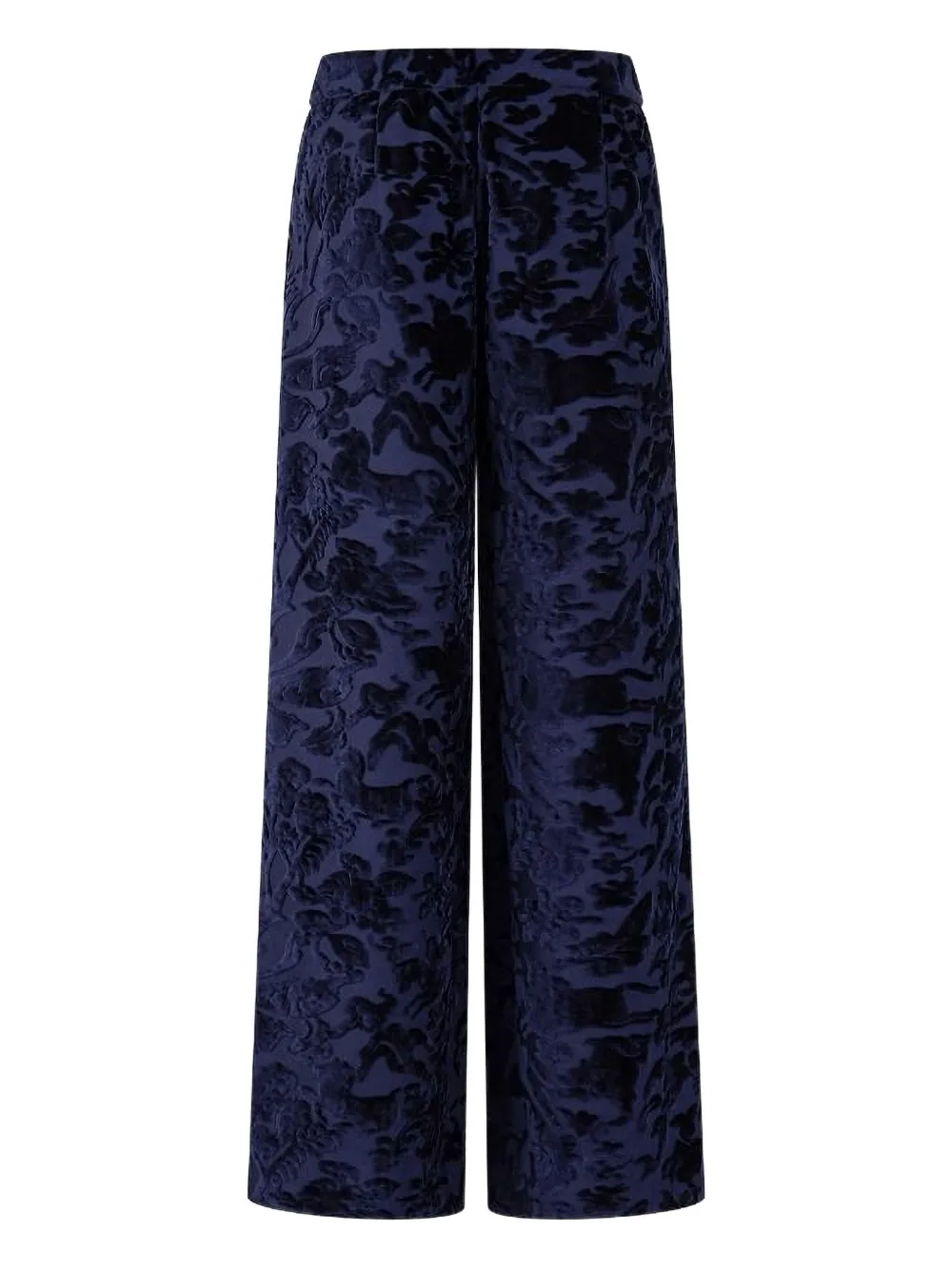 Shanghai Tang Jacquard Velvet Trousers In Blue