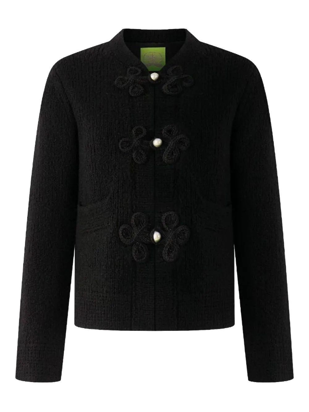 Shanghai Tang embroidered frog-button cardigan | Black | Image 1