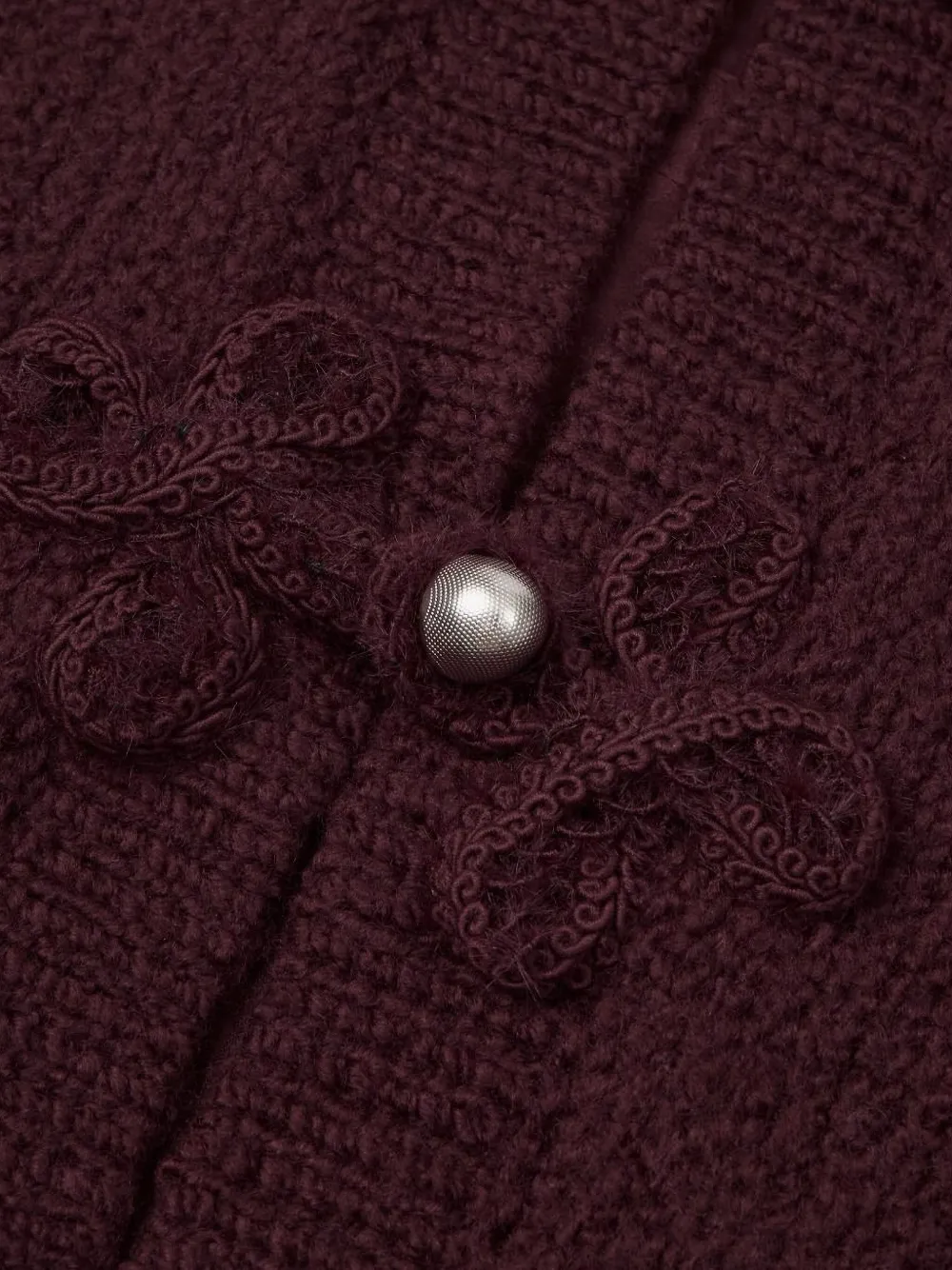 Shanghai Tang Knot-detail Cardigan In Burgundy