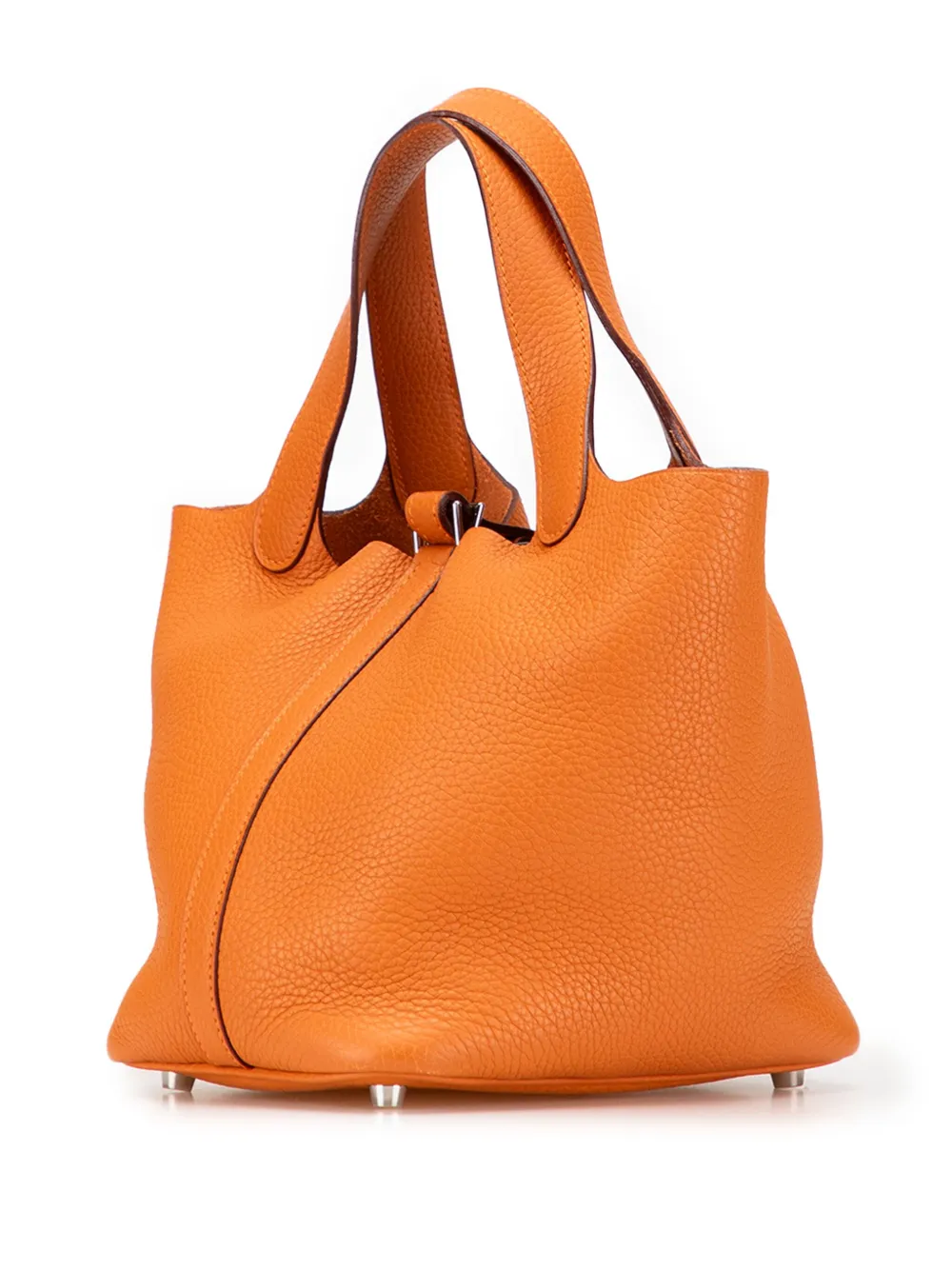 Pre-owned Hermes 2007 Clemence Picotin 18 Handbag In Orange
