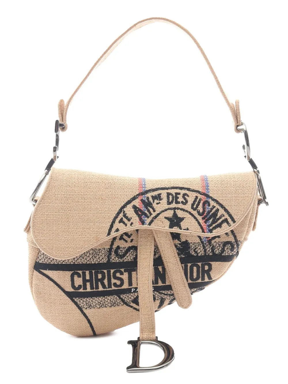Christian Dior Pre-Owned 2000-2025 Jute Union Embroidered Saddle Bag shoulder bag | Brown | Image 1