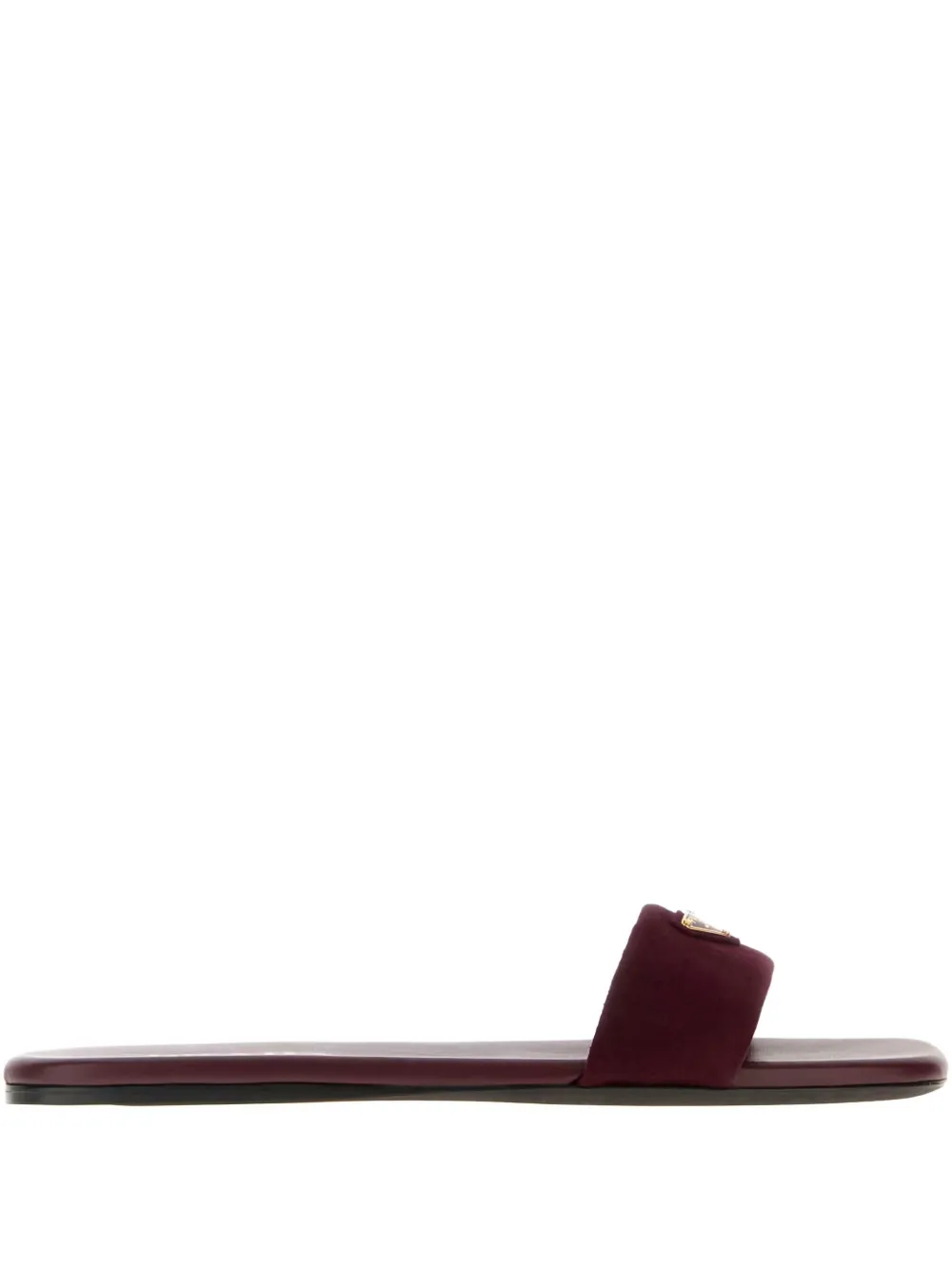 Prada logo-plaque suede slippers Bruin