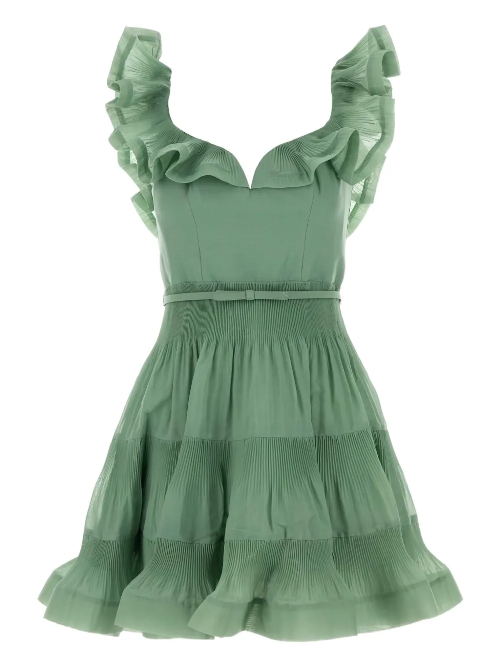 ZIMMERMANN pleated ruffled mini dress | Green | Image 1