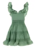 ZIMMERMANN pleated ruffled mini dress - Green