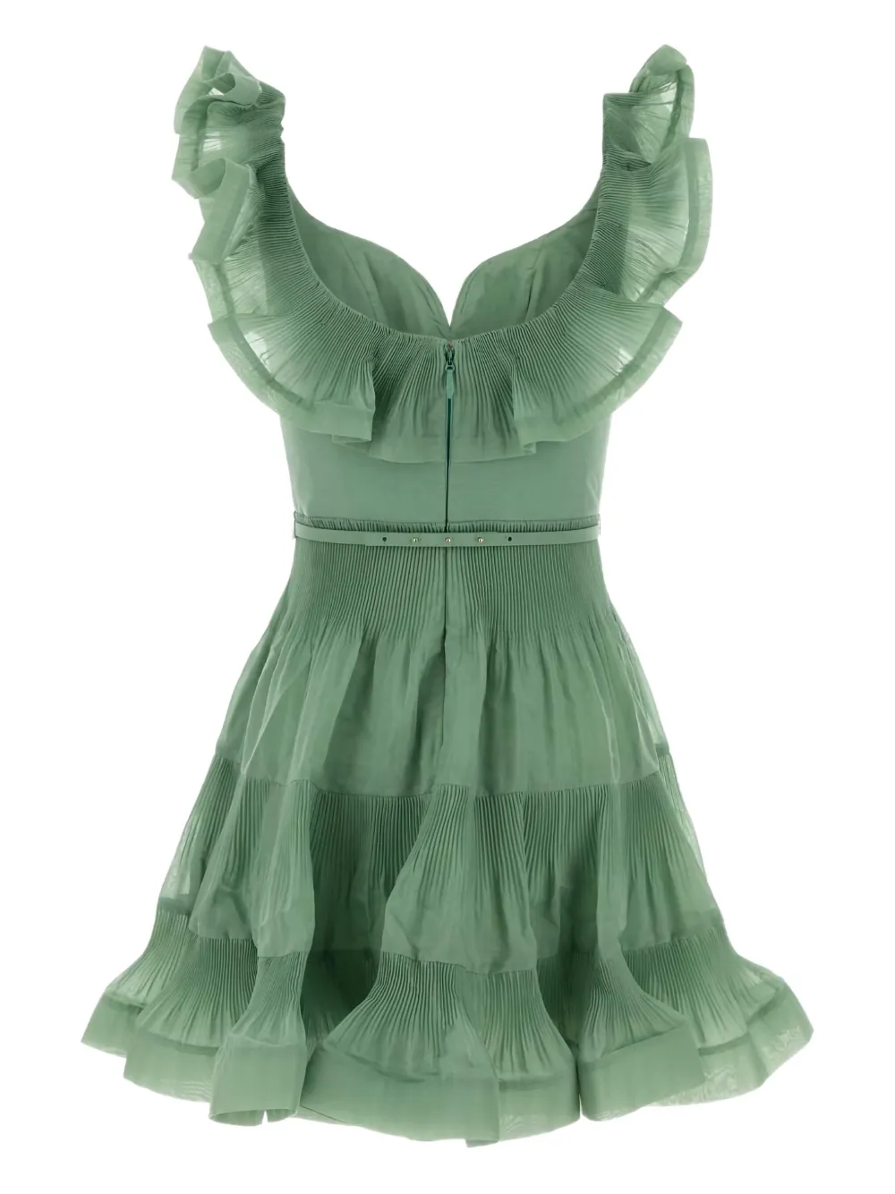 ZIMMERMANN pleated ruffled mini dress - Groen