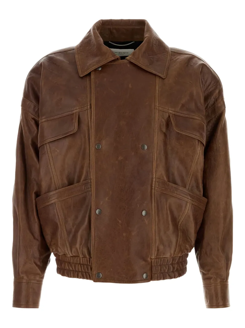 Saint Laurent double-breasted pocket-leather jacket | Brown | Image 1