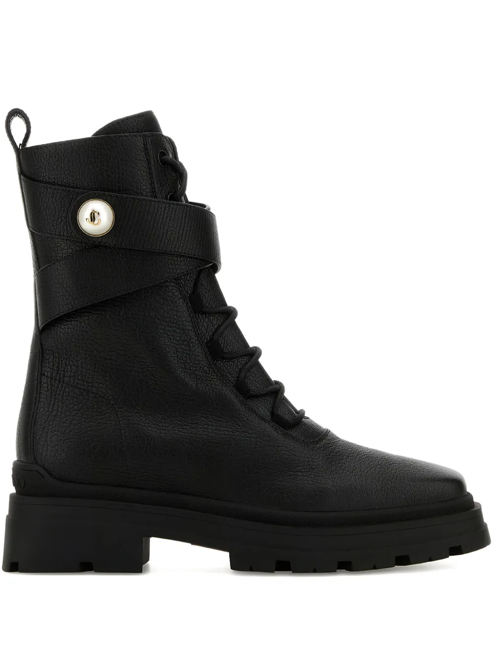 Jimmy Choo Noemi pearl-embellished lace-up boots Black