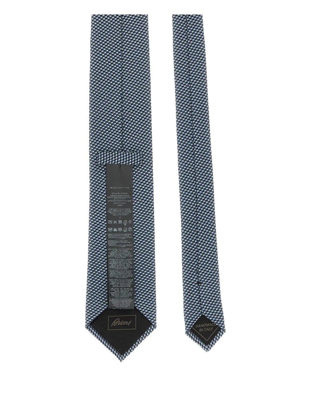 Brioni Slim Textured Jacquard Tie With Pointed Tip In Blue