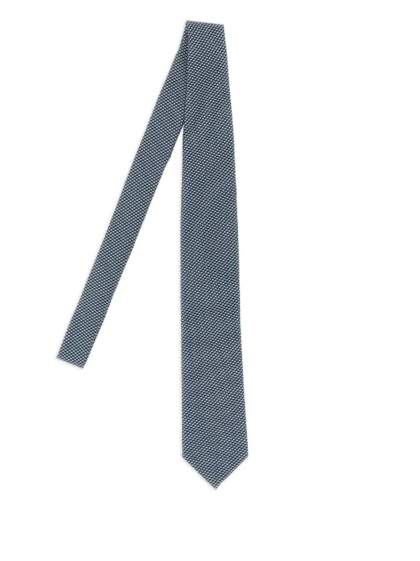 【美品】Brioni／ブリオーニ／シルクチェックタイ／ブルー×シルバー 02-0010n-01.jpg