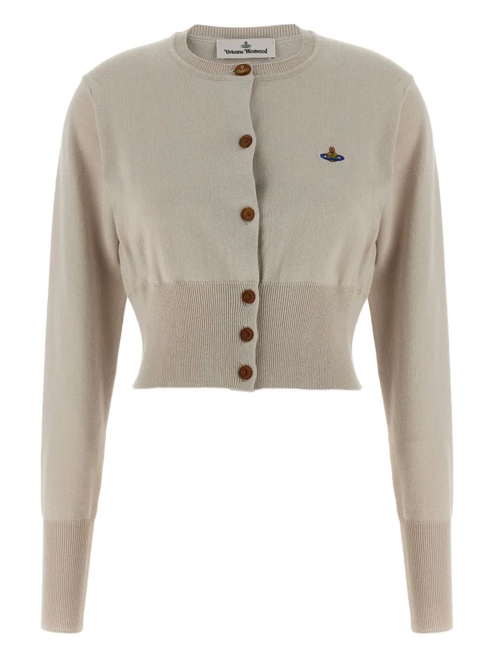 Vivienne Westwood Embroidered-logo Crop-length Cardigan In Neutral