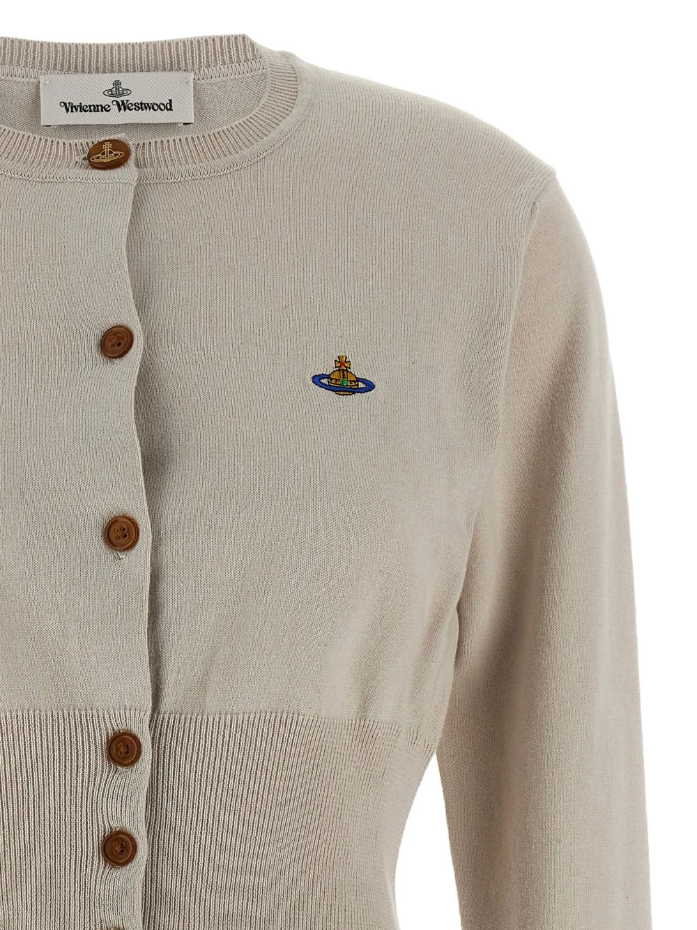 Vivienne Westwood Embroidered-logo Crop-length Cardigan In Neutral