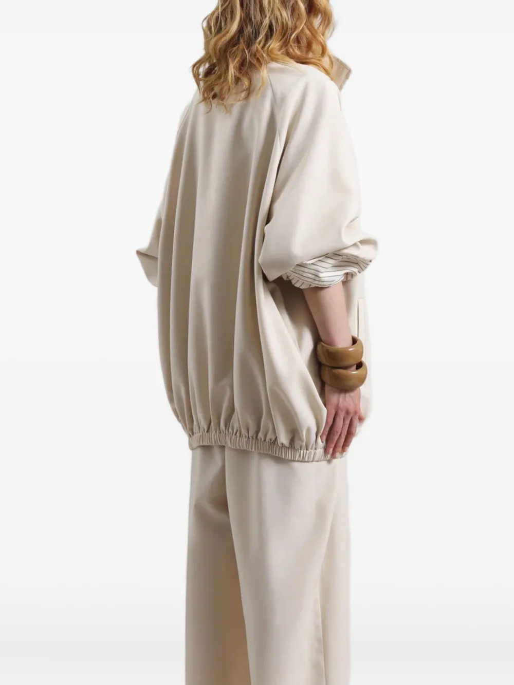 The Frankie Shop Baxter High-collar Drawstring Jacket In Neutral