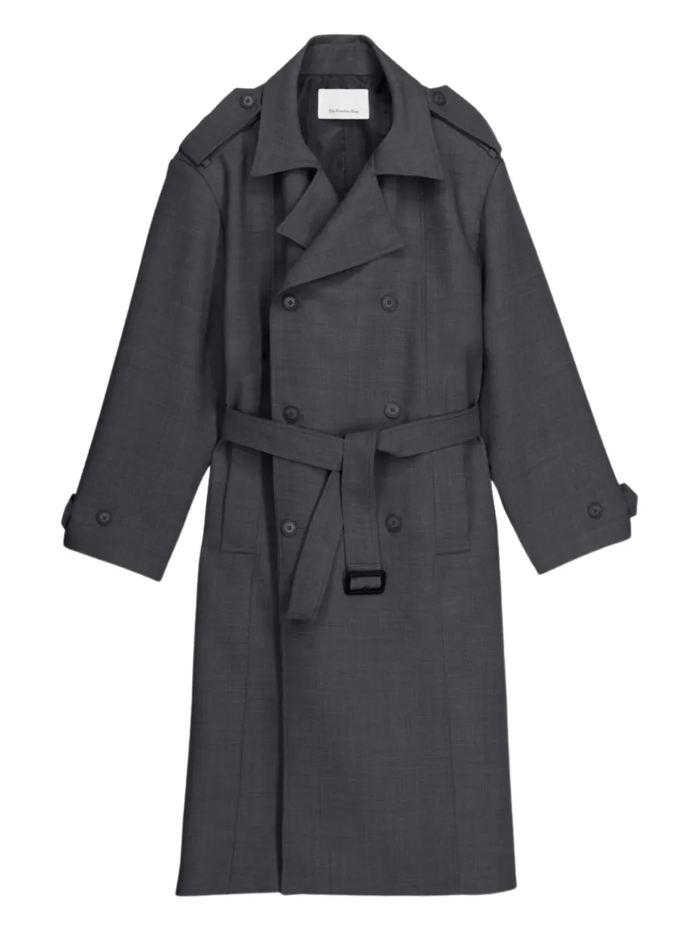The Frankie Shop Plaid-pattern Double-breasted Coat In Gray