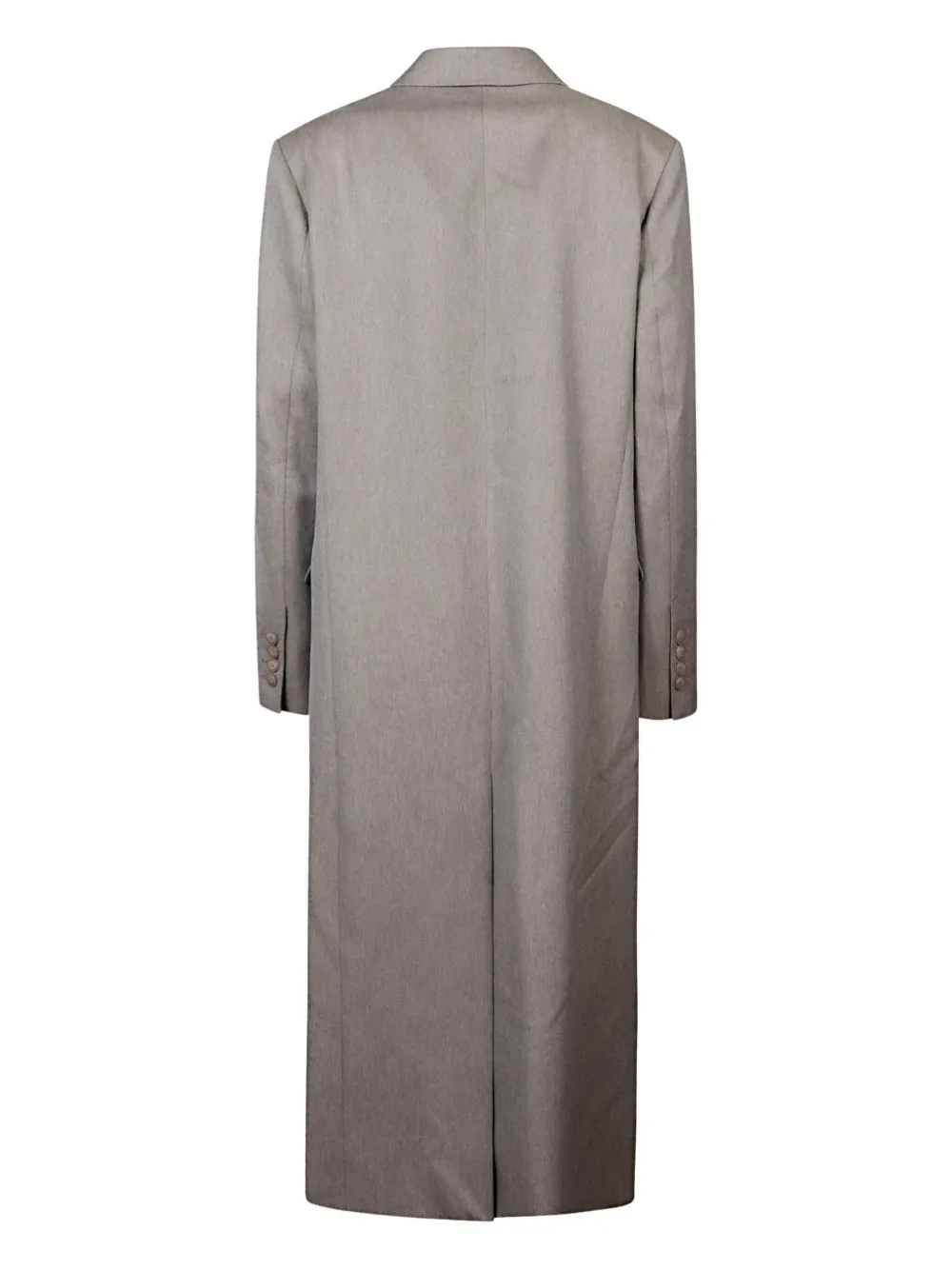 The Frankie Shop Long Double-breasted Coat Featuring Pockets In Gray