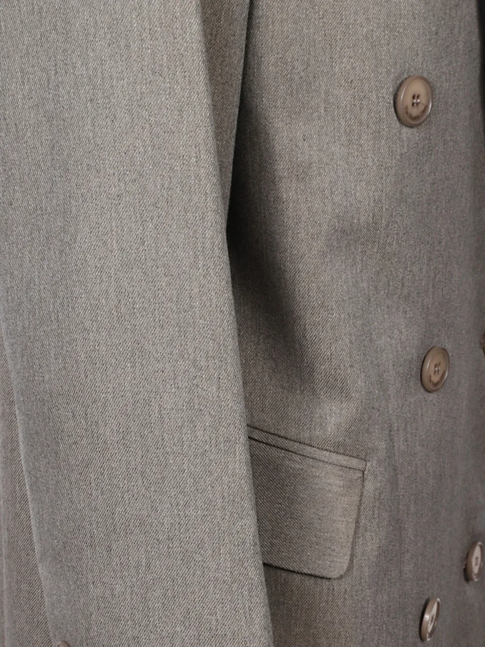 The Frankie Shop Long Double-breasted Coat Featuring Pockets In Gray